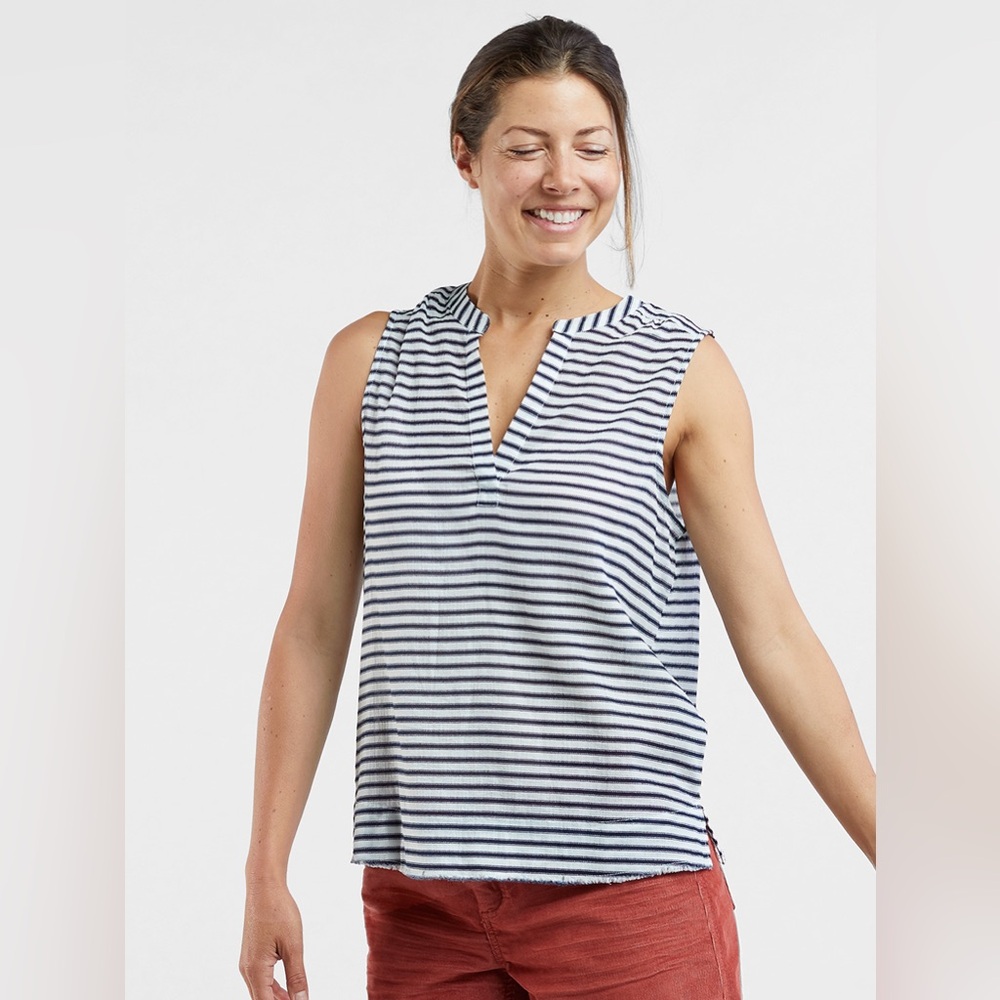Carve Designs Black and White Striped Tank Top